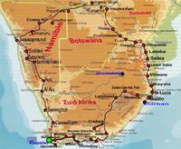route kaart reis door Afrika